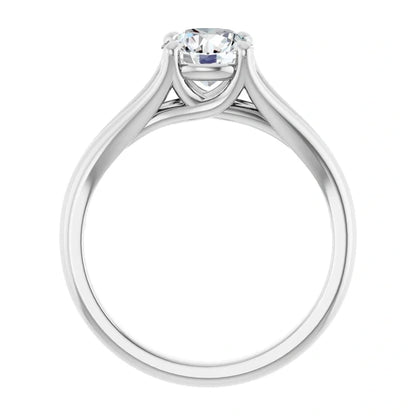 14K White Gold 1.00 CTW Split Shank Round Solitaire Diamond Engagement Ring-diamondnetjewellery
