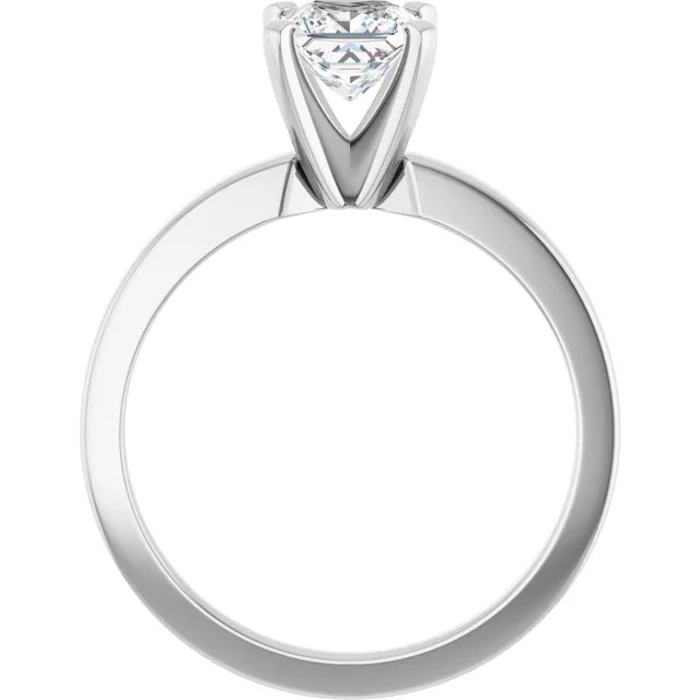 14K White Gold 1.01 CTW Princess Classic Solitaire Diamond Engagement Ring