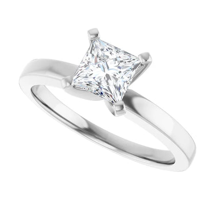 14K White Gold 1.01 CTW Princess Classic Solitaire Diamond Engagement Ring