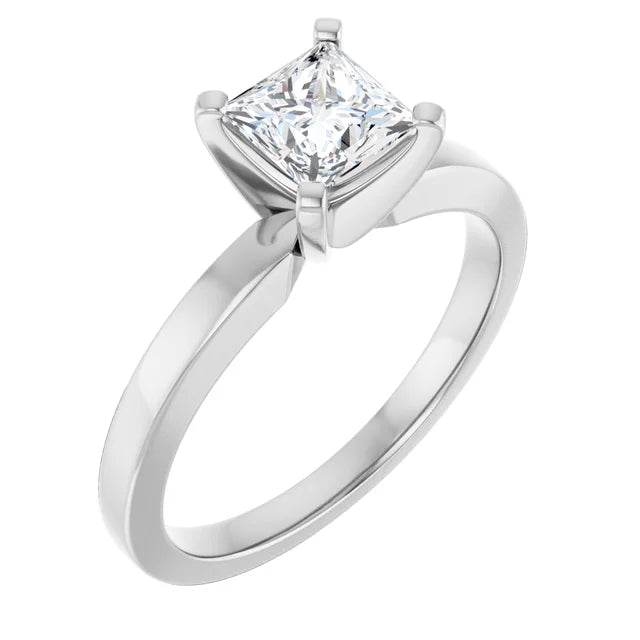 14K White Gold 1.01 CTW Princess Classic Solitaire Diamond Engagement Ring