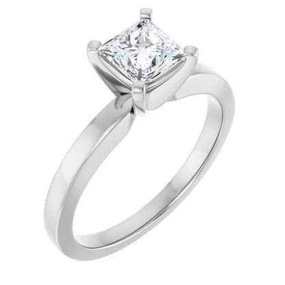 14K White Gold 1.01 CTW Princess Classic Solitaire Diamond Engagement Ring