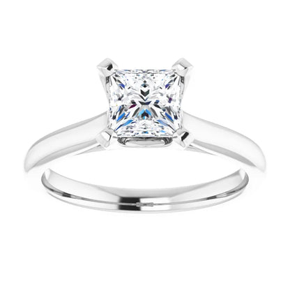 14K White Gold 1.01 CTW Princess Cut Cathedral Solitaire Diamond Engagement Ring
