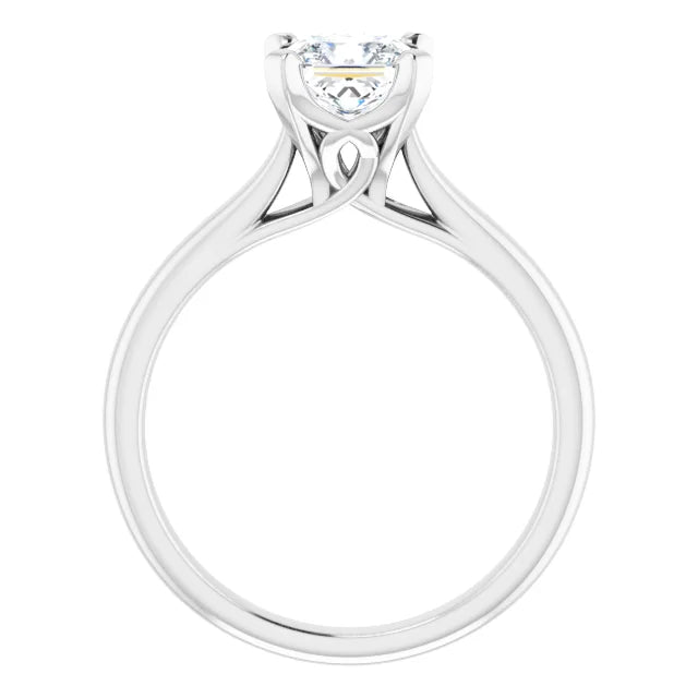 14K White Gold 1.01 CTW Princess Cut Cathedral Solitaire Diamond Engagement Ring