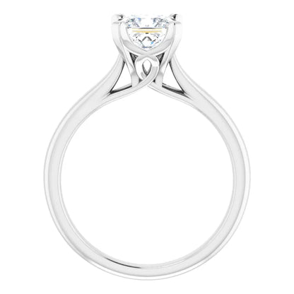 14K White Gold 1.01 CTW Princess Cut Cathedral Solitaire Diamond Engagement Ring