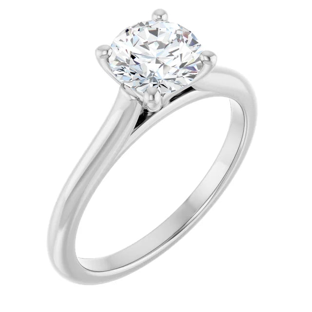 14K White Gold 1.01 CTW Round Solitaire Diamond Engagement Ring