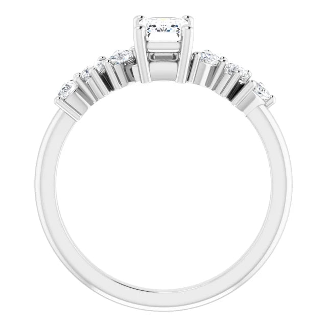 14K White Gold 1.02 CTW Emerald Cut Three-stone Diamond Engagement Ring