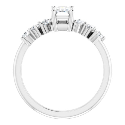 14K White Gold 1.02 CTW Emerald Cut Three-stone Diamond Engagement Ring
