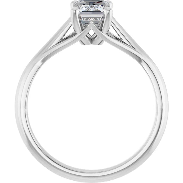 14K White Gold 1.02 CTW Emerald Solitaire Cathedral Lab Grown Diamond Engagement Ring