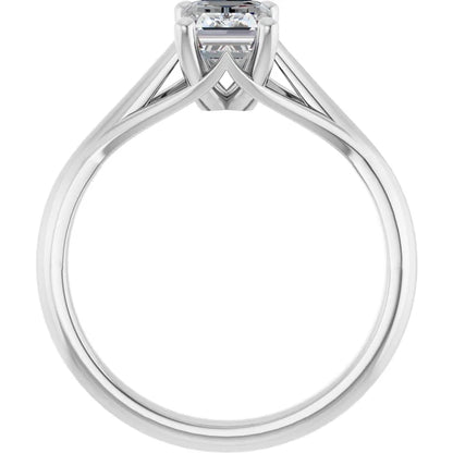 14K White Gold 1.02 CTW Emerald Solitaire Cathedral Lab Grown Diamond Engagement Ring