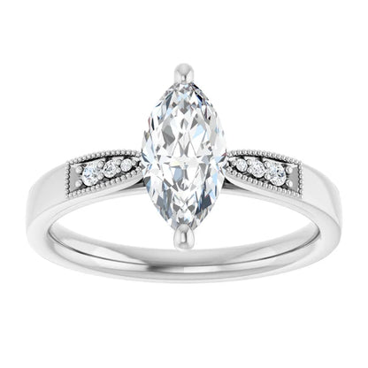 14K White Gold 1.02 CTW Marquise Solitaire Pavé Lab Grown Diamond Engagement Ring