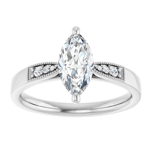 14K White Gold 1.02 CTW Marquise Solitaire Pavé Lab Grown Diamond Engagement Ring