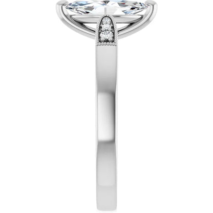14K White Gold 1.02 CTW Marquise Solitaire Pavé Lab Grown Diamond Engagement Ring