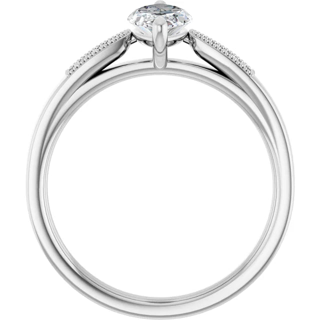 14K White Gold 1.02 CTW Marquise Solitaire Pavé Lab Grown Diamond Engagement Ring