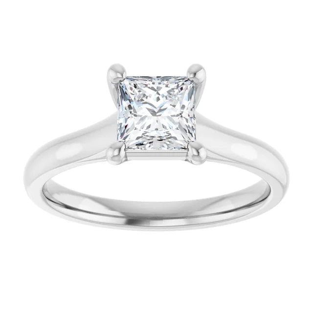 14K White Gold 1.02 CTW Princess Cut Solitaire Diamond Engagement Ring-diamondnetjewellery
