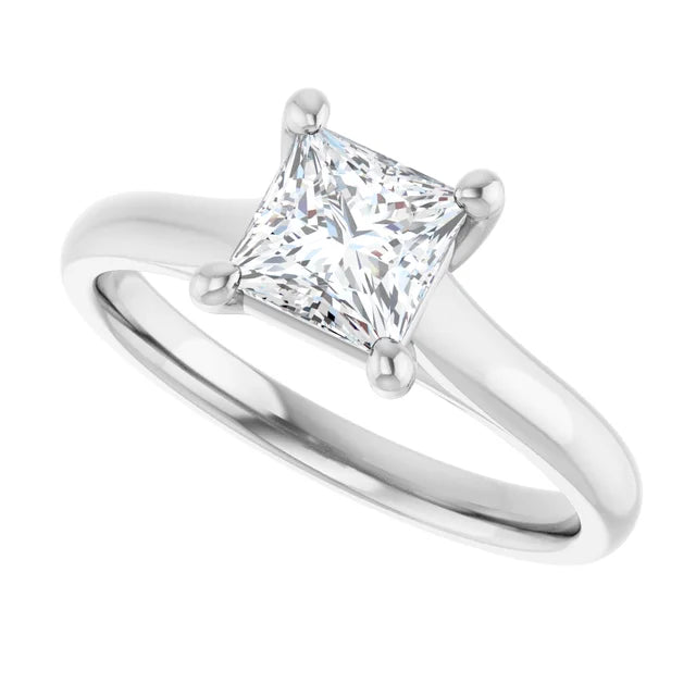 14K White Gold 1.02 CTW Princess Cut Solitaire Diamond Engagement Ring-diamondnetjewellery