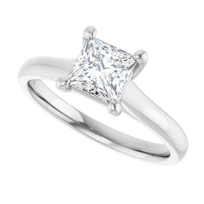 14K White Gold 1.02 CTW Princess Cut Solitaire Diamond Engagement Ring-diamondnetjewellery