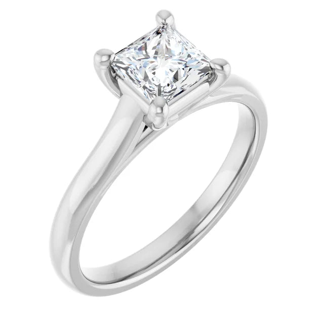 14K White Gold 1.02 CTW Princess Cut Solitaire Diamond Engagement Ring-diamondnetjewellery