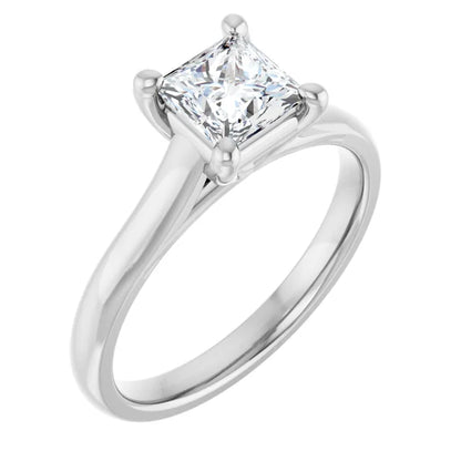 14K White Gold 1.02 CTW Princess Cut Solitaire Diamond Engagement Ring-diamondnetjewellery
