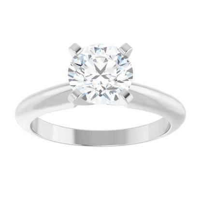 14K White Gold 1.00 CTW Round Solitaire Diamond Engagement Ring