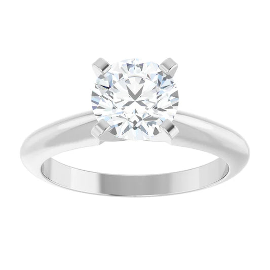 14K White Gold 1.00 CTW Round Solitaire Diamond Engagement Ring