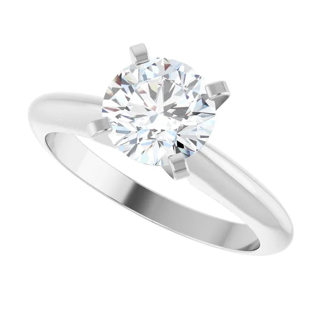 14K White Gold 1.00 CTW Round Solitaire Diamond Engagement Ring