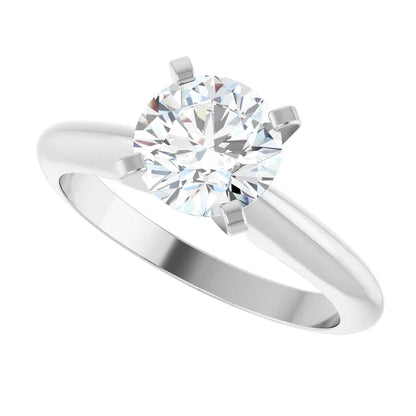 14K White Gold 1.00 CTW Round Solitaire Diamond Engagement Ring