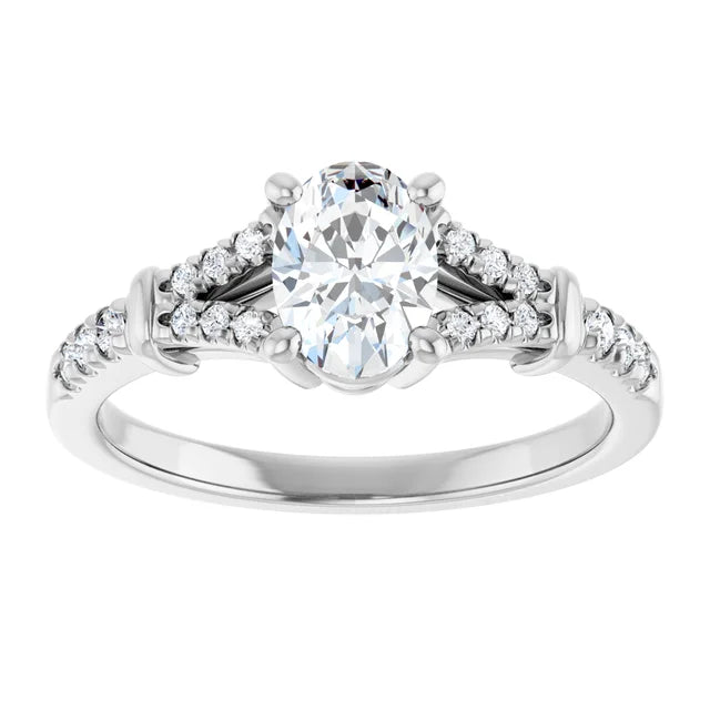 14K White Gold 1.03 CTW Oval Pavé Vintage Gallery Lab Grown Diamond Engagement Ring