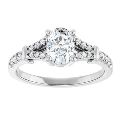 14K White Gold 1.03 CTW Oval Pavé Vintage Gallery Lab Grown Diamond Engagement Ring