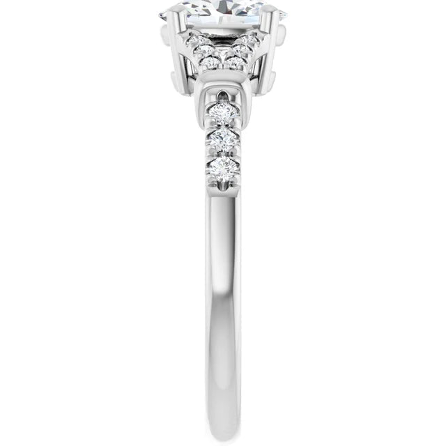 14K White Gold 1.03 CTW Oval Pavé Vintage Gallery Lab Grown Diamond Engagement Ring