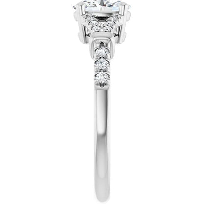 14K White Gold 1.03 CTW Oval Pavé Vintage Gallery Lab Grown Diamond Engagement Ring