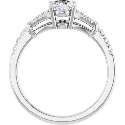 14K White Gold 1.03 CTW Oval Pavé Vintage Gallery Lab Grown Diamond Engagement Ring