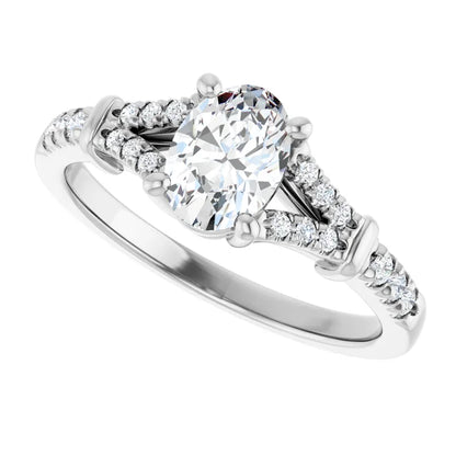 14K White Gold 1.03 CTW Oval Pavé Vintage Gallery Lab Grown Diamond Engagement Ring