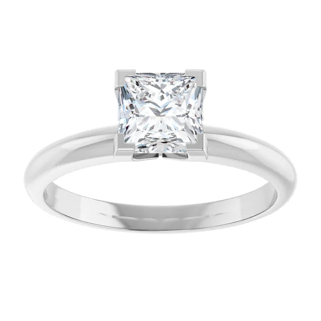 14K White Gold 1.03 CTW Princess Cut Solitaire Diamond Engagement Ring-diamondnetjewellery