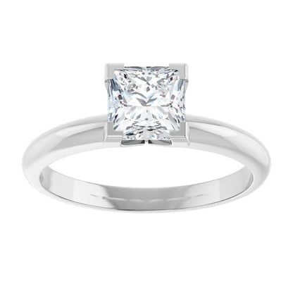 14K White Gold 1.03 CTW Princess Cut Solitaire Diamond Engagement Ring-diamondnetjewellery