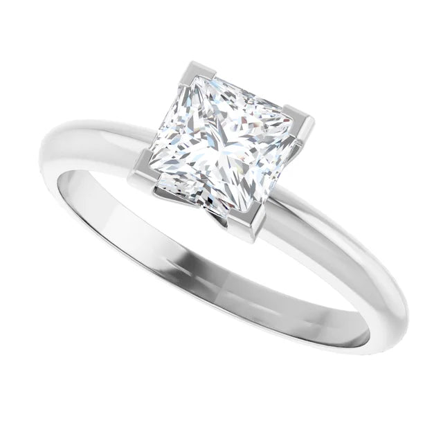 14K White Gold 1.03 CTW Princess Cut Solitaire Diamond Engagement Ring-diamondnetjewellery