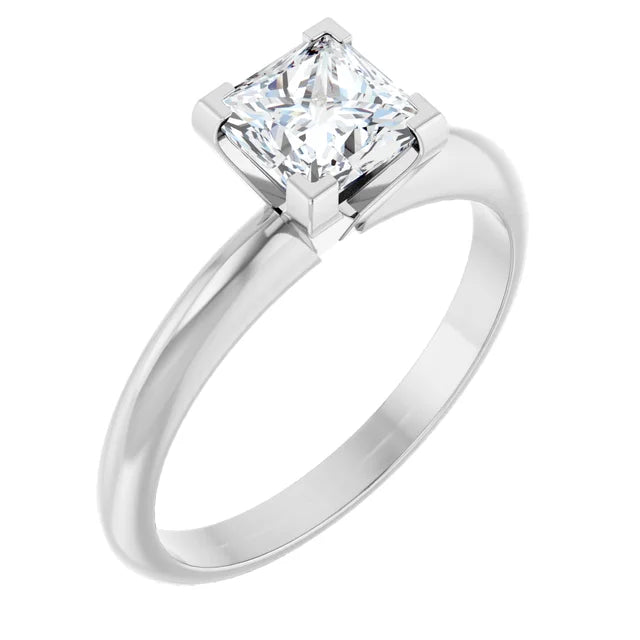14K White Gold 1.03 CTW Princess Cut Solitaire Diamond Engagement Ring-diamondnetjewellery