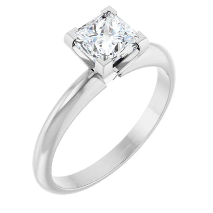 14K White Gold 1.03 CTW Princess Cut Solitaire Diamond Engagement Ring-diamondnetjewellery