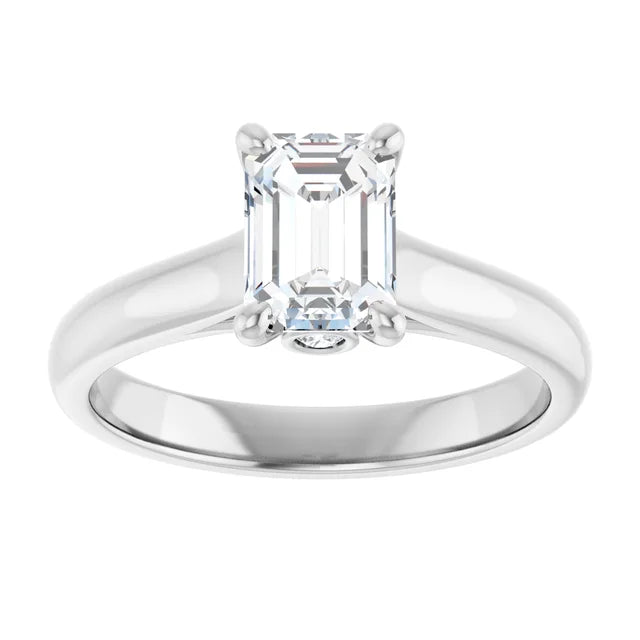 14K White Gold 1.04 CTW Emerald Accent Diamond Engagement Ring