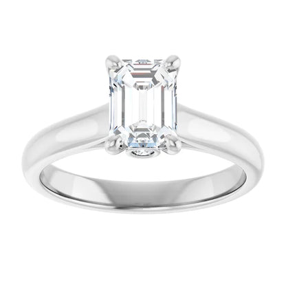 14K White Gold 1.04 CTW Emerald Accent Diamond Engagement Ring