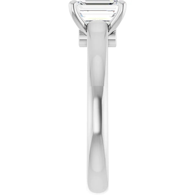 14K White Gold 1.04 CTW Emerald Accent Diamond Engagement Ring