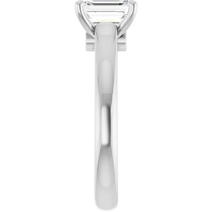 14K White Gold 1.04 CTW Emerald Accent Diamond Engagement Ring