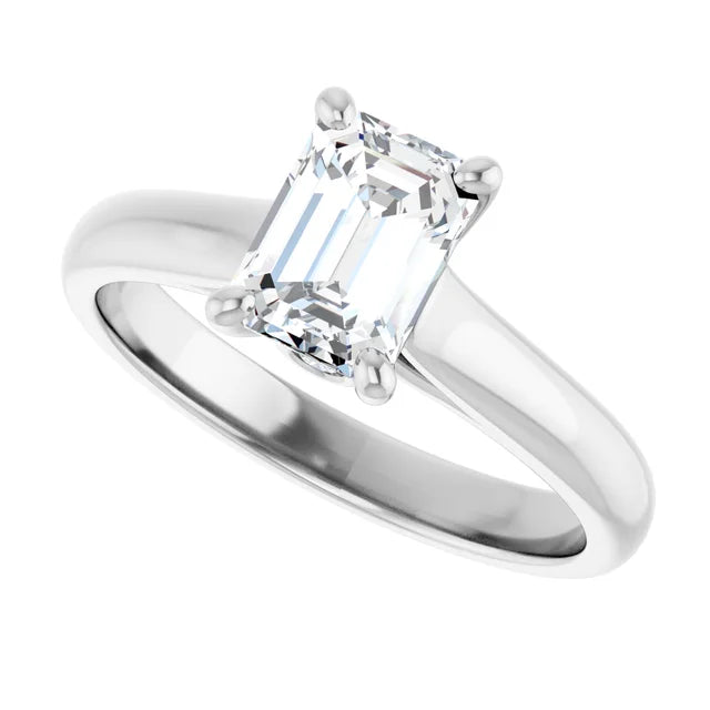 14K White Gold 1.04 CTW Emerald Accent Diamond Engagement Ring