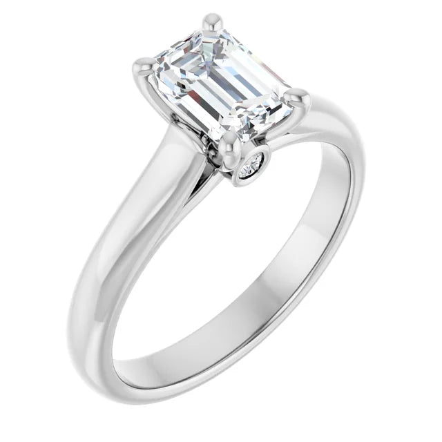 14K White Gold 1.04 CTW Emerald Accent Diamond Engagement Ring