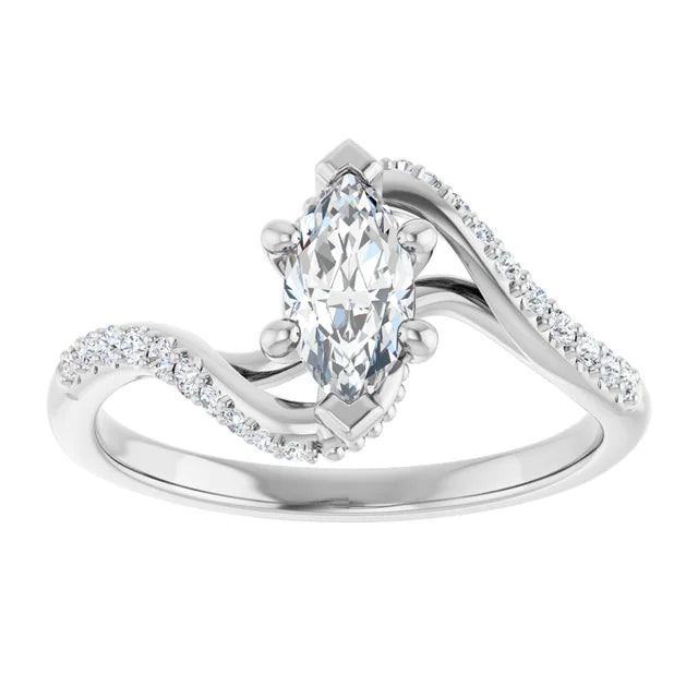 14K White Gold 1.04 CTW Marquise Bypass Lab Grown Diamond Engagement Ring