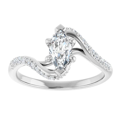 14K White Gold 1.04 CTW Marquise Bypass Lab Grown Diamond Engagement Ring