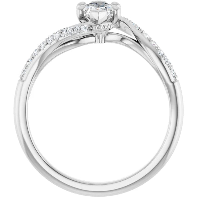 14K White Gold 1.04 CTW Marquise Bypass Lab Grown Diamond Engagement Ring