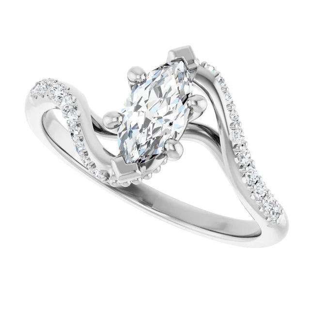 14K White Gold 1.04 CTW Marquise Bypass Lab Grown Diamond Engagement Ring