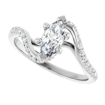 14K White Gold 1.04 CTW Marquise Bypass Lab Grown Diamond Engagement Ring