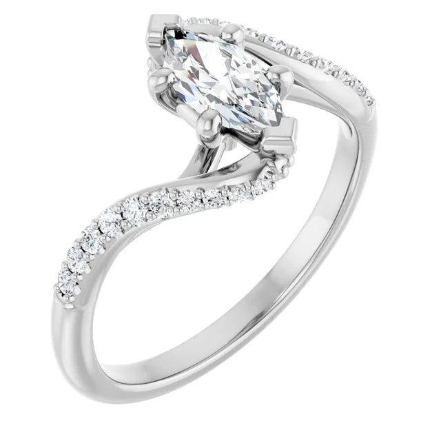 14K White Gold 1.04 CTW Marquise Bypass Lab Grown Diamond Engagement Ring