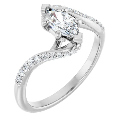 14K White Gold 1.04 CTW Marquise Bypass Lab Grown Diamond Engagement Ring